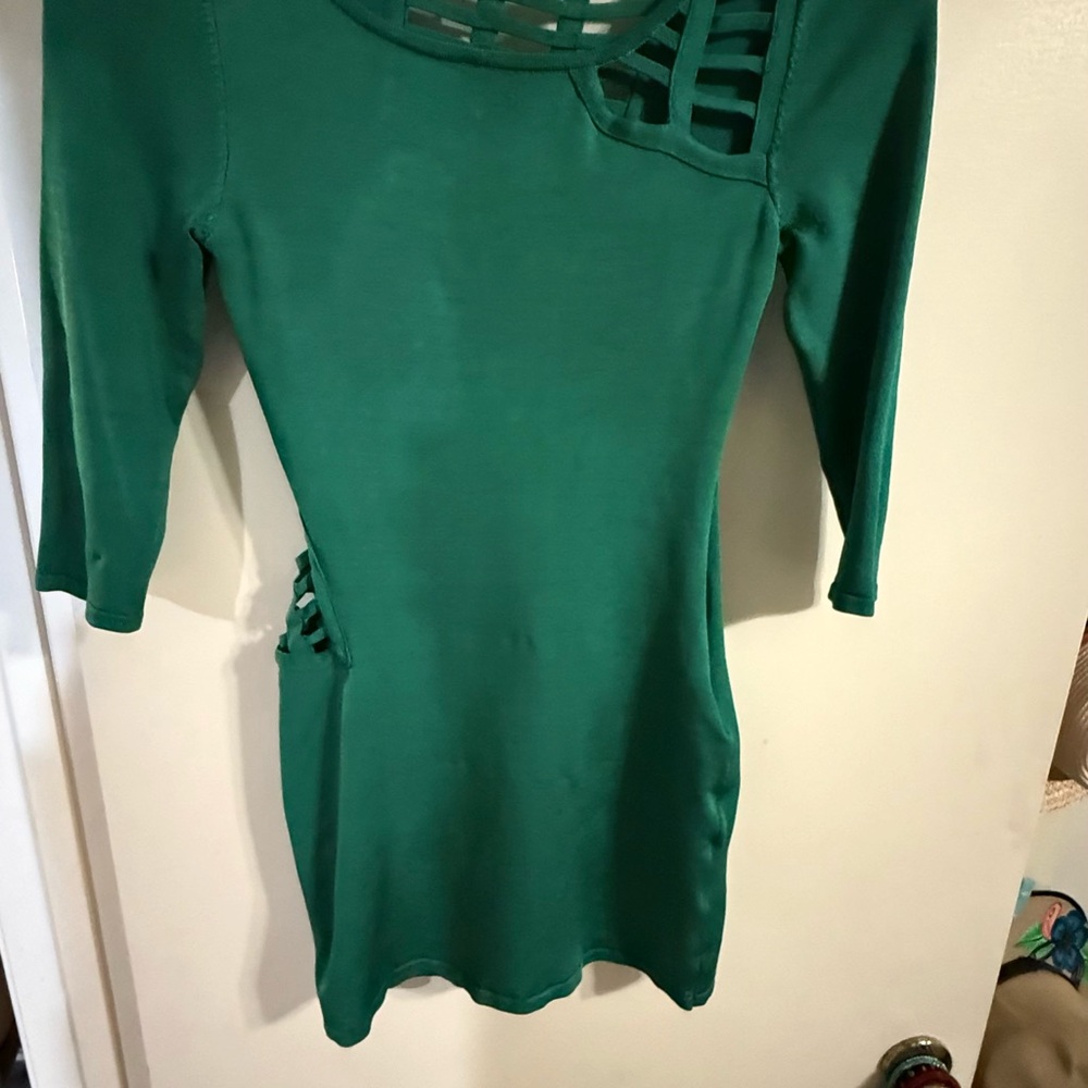 bebe Teal Long Sleeve Dress